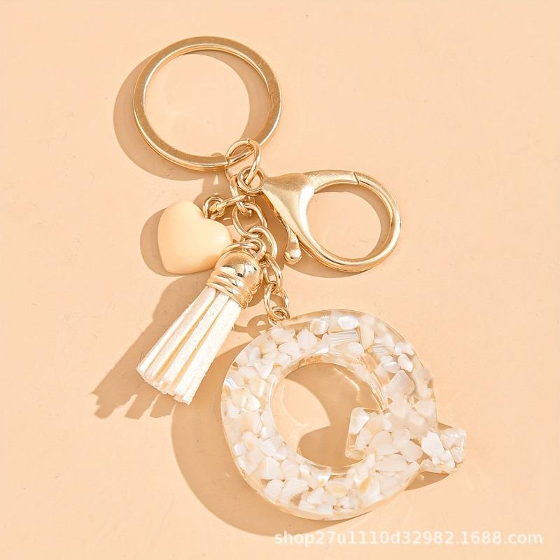 Hot-selling Epoxy Initials Love Tassel Keychain Bag Ornament Buckle Pendant Car Jewelry Clothing Accessories