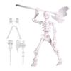 Movable Articulated Human Skeleton Assembly Skeleton Action Figure Collectible Skeleton Figure Wearing Multiple Weapon Sets for Collectors Desktop