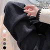 Black Chenille Wide-leg Pants Women's Drape Straight Thickened Knitted Casual Pants Winter Velvet Pants Outer Wear