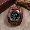 Punk Retro Large Dial Hand-stitched Cowhide Watch with Hip Hop Leather Bracelet
