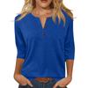 Women's Fashionable Casual Button-down Collar Three-quarter Sleeve T-shirt Top