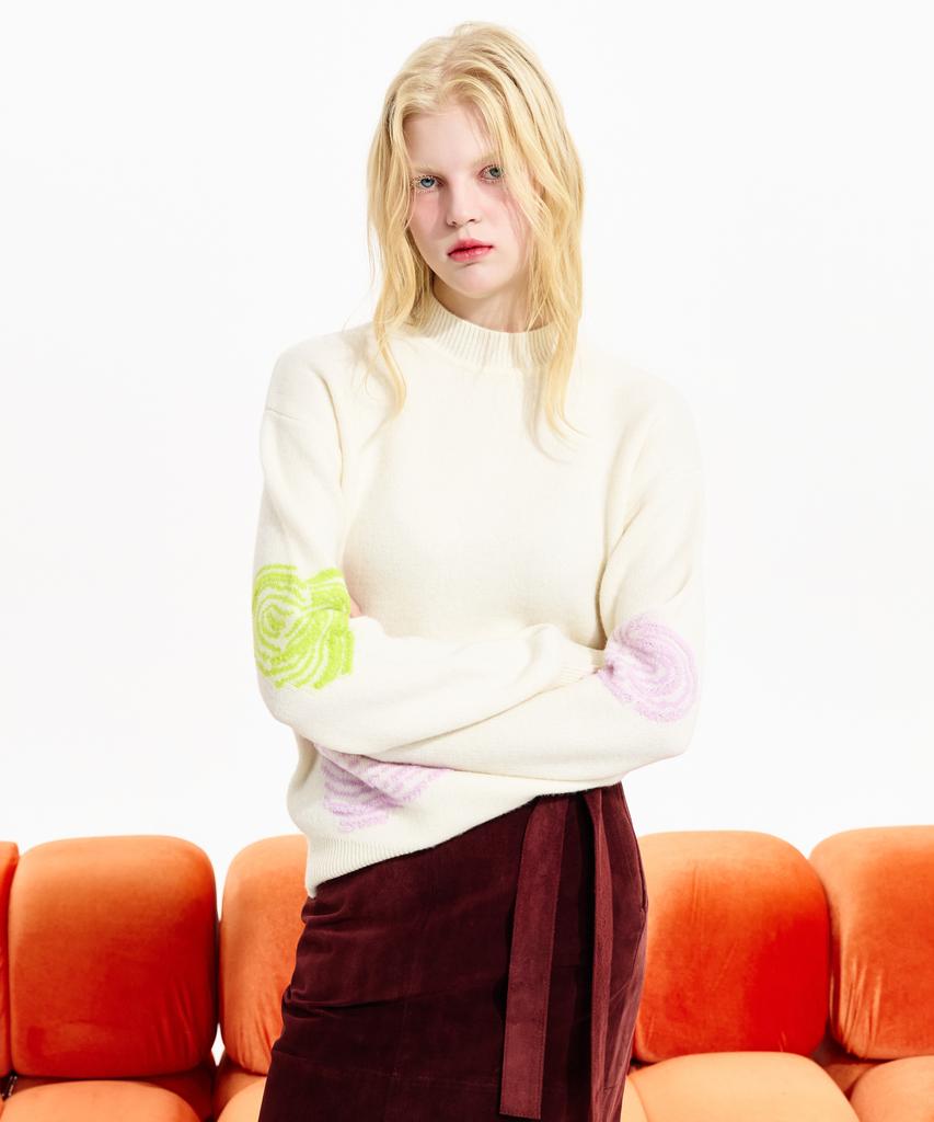 Seunoya 25Fw Wool Intarsia Mock Neck Knit