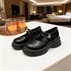 Retro Thick-soled Mary Jane Small Leather Shoes for Women 2025 Autumn New British Style Shallow Mouth Versatile Fairy Style Leather Shoes