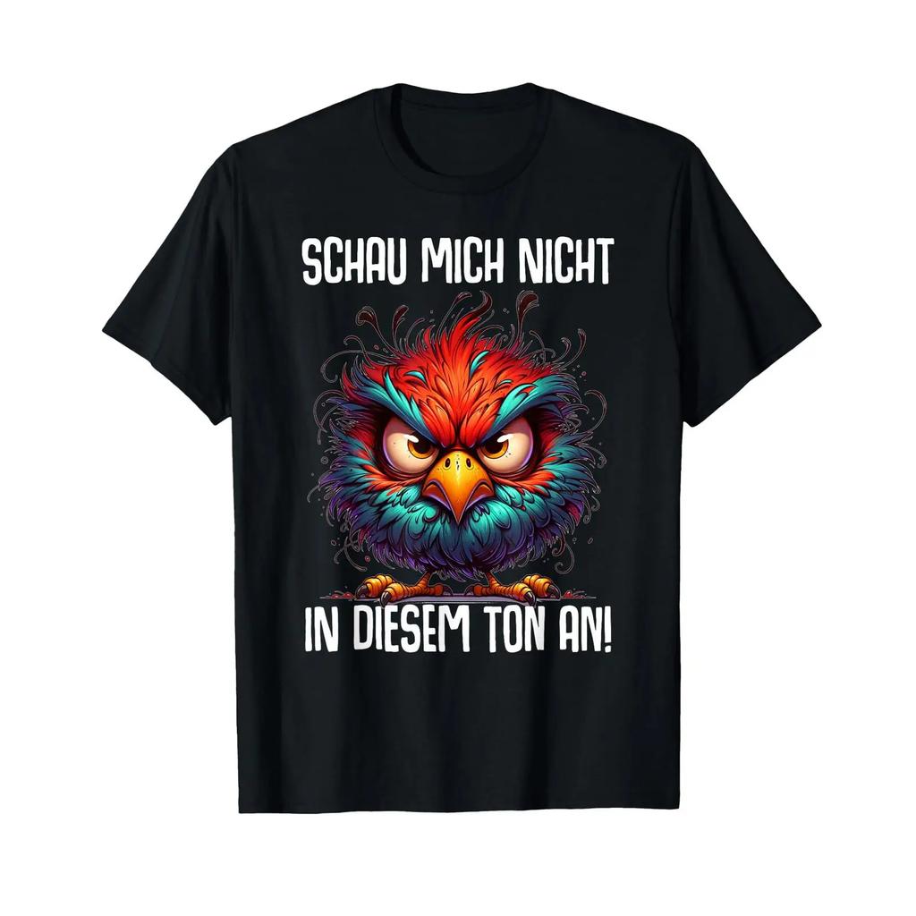 T Shirt With Gerunisex Text Quot Schau Mich Nicht In Diesem Tone Language Black Vintage Washed Versatile Soft Stylish Stretched
