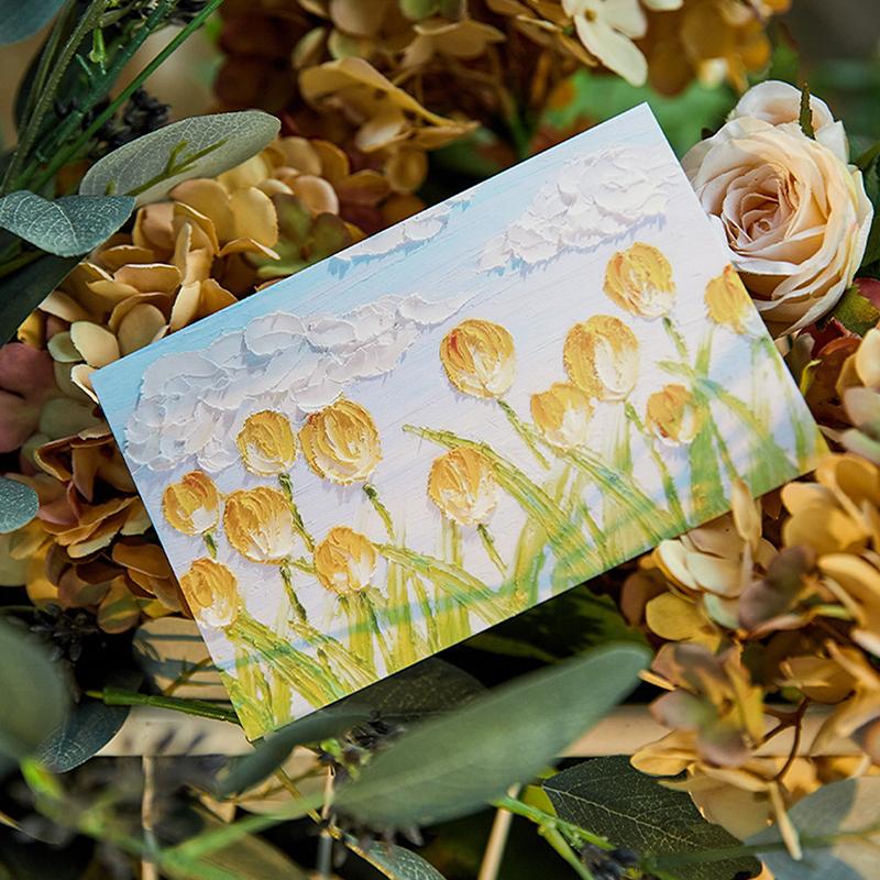 30 Oil Painting Postcards, Art Greeting Cards, Layered Art Greeting Cards, Flower And Grass Mountain Butterfly Moon
