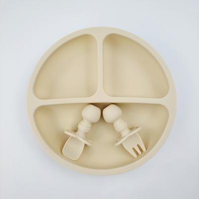 Baby Silicone Feeding Set 3 Pieces Non-Slip Suction Plate Tableware For Baby Weaning