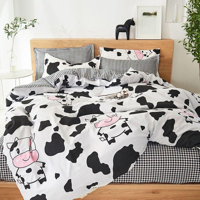 Sweet Blue Love Heart Printed Bedding Set For Girls Adults Children Bed Cover And Flat Sheet Pillowcases Soft Full Size 3/4pcs