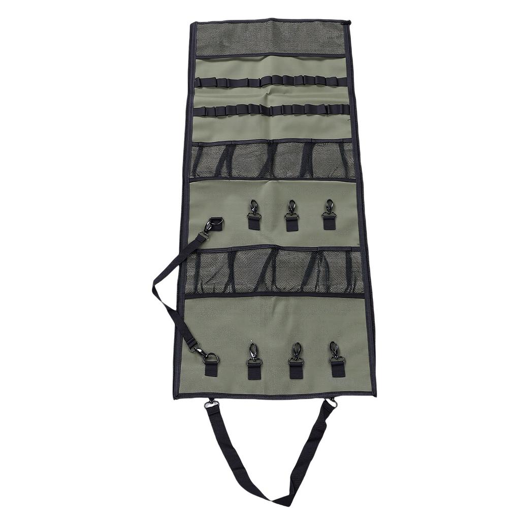Camping Hanging   600D Oxford Fabric Tent Shed Storage Bag, Hanging Hooks and Mesh  s for Outdoor Picnic Green,