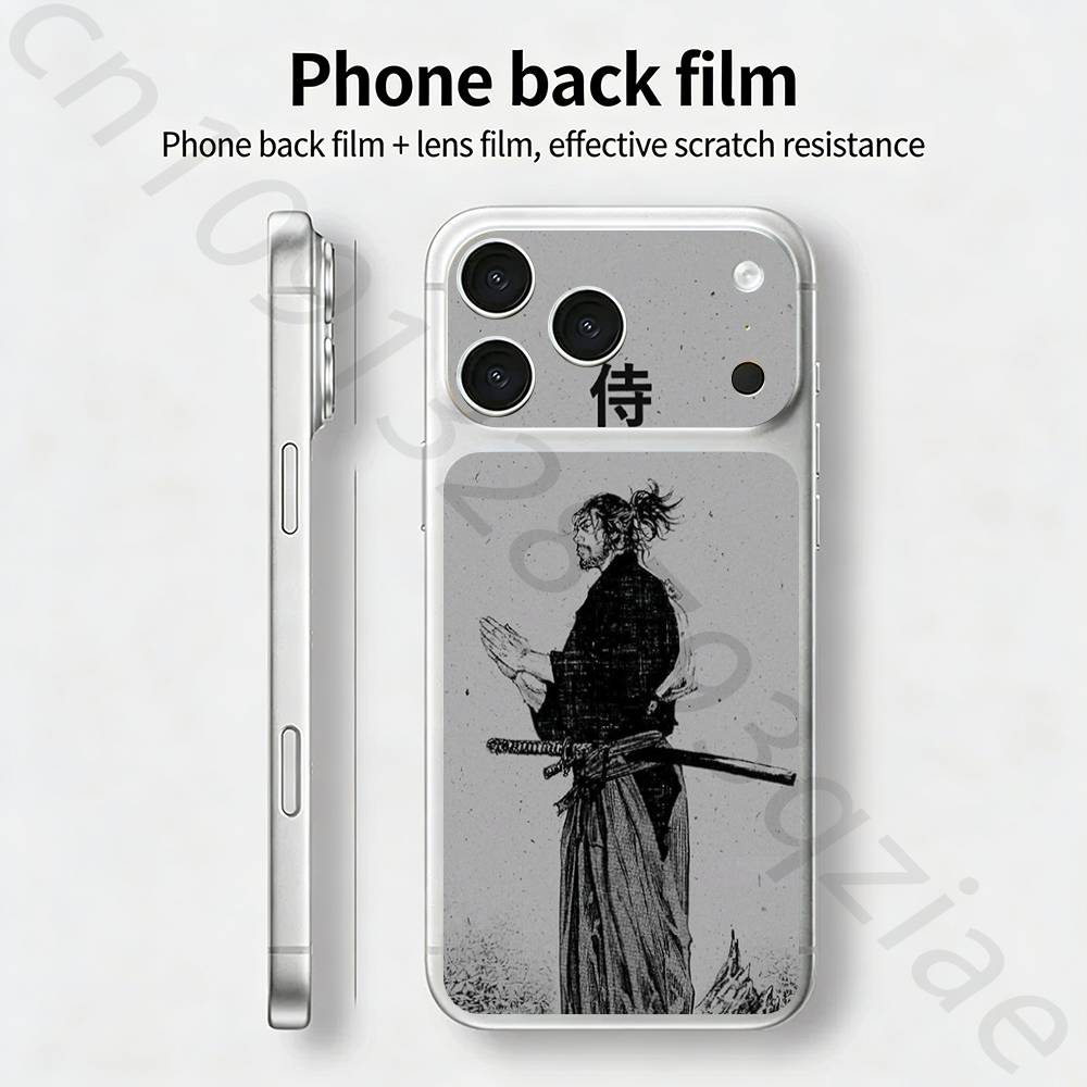 Japanese Bushido Samurai For iPhone 17 pro Max /17 pro Full Cover Decal Skin Wrap 3D Colorful Rear Protective Sticker Film