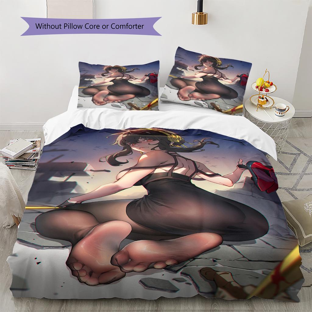 Set Copripiumino Trapuntato con Motivo Anime Federe Decorazione Casa Regalo di Compleanno (1 * copripiumino + 2 * federa, senza nucleo)