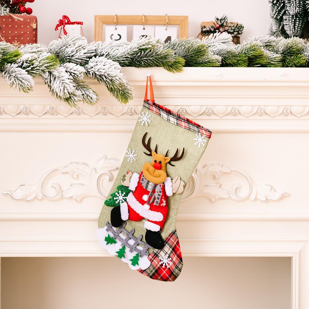 Christmas Burlap Plush Stockings Delightful Holiday Gift Bags For Candy And Decorations