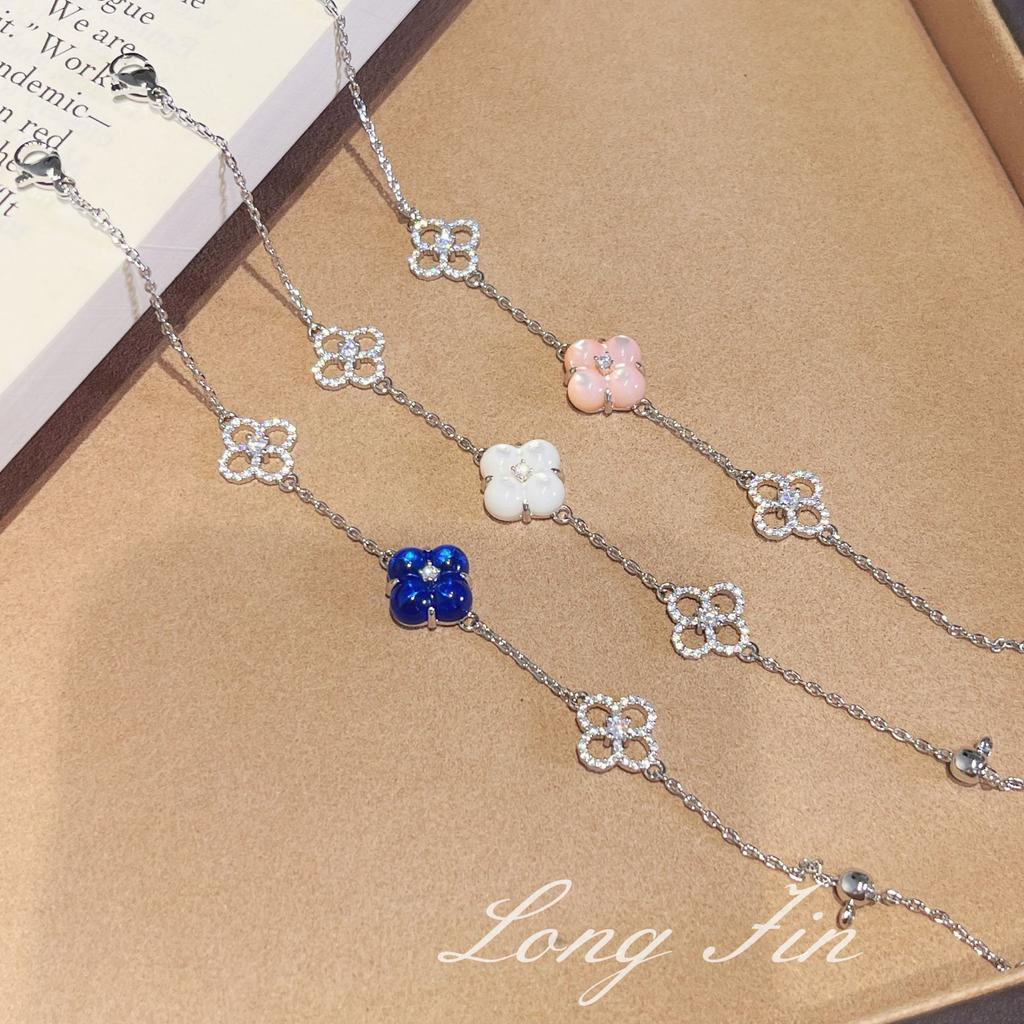 Retro Wishing Pool White Shell Pink Shell Flower Pull-Up Bracelet High-End Simple And Versatile Jewelry