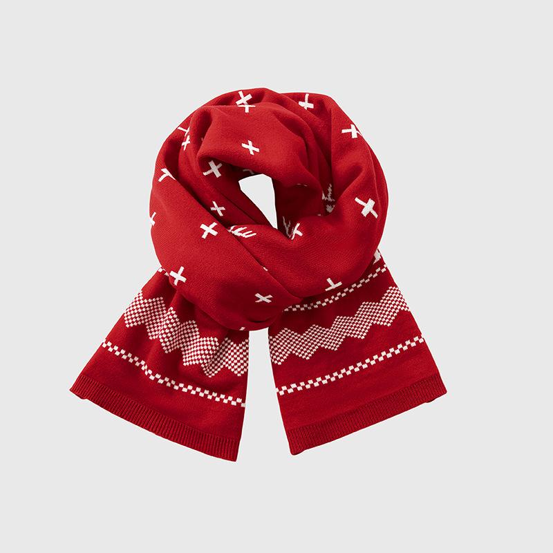 Herbst- und Winter-Weihnachtsschal, warm und vielseitig für Kinder und Erwachsene, hochwertiger europäischer und amerikanischer Stil, roter Strickschal