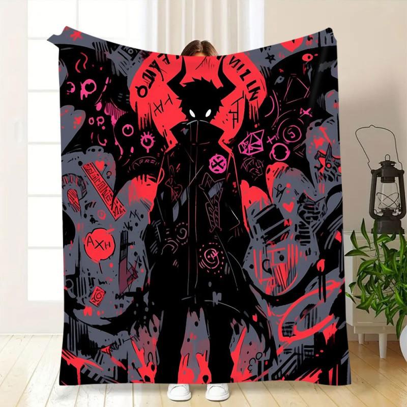 Soft Fleece Blanket With Halloween Digital Print Bed Sofa Nap Use Customizable Cartoon Geometric