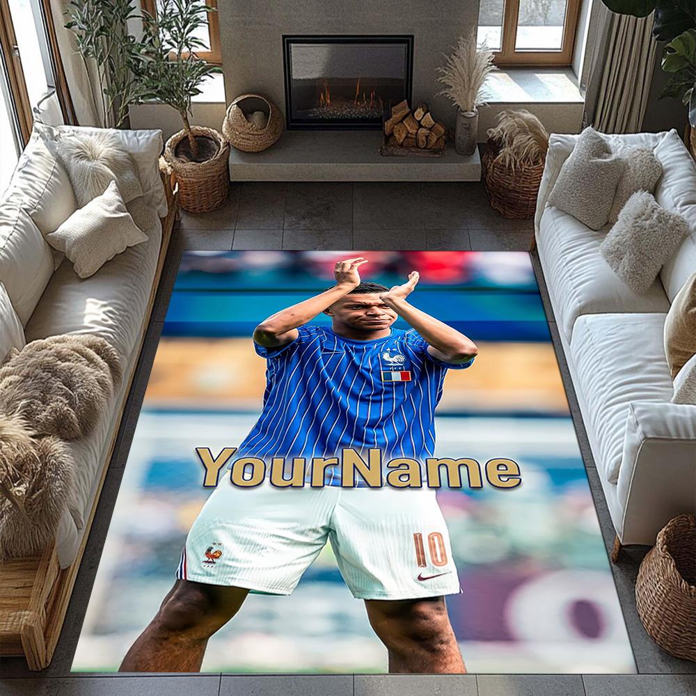 Mbappe 45 Personalized Text Area Rug Perfect for Balcony Decorate room Game Room Bedrooms Antislip Carpet Decorate Offices Gift for Festivals