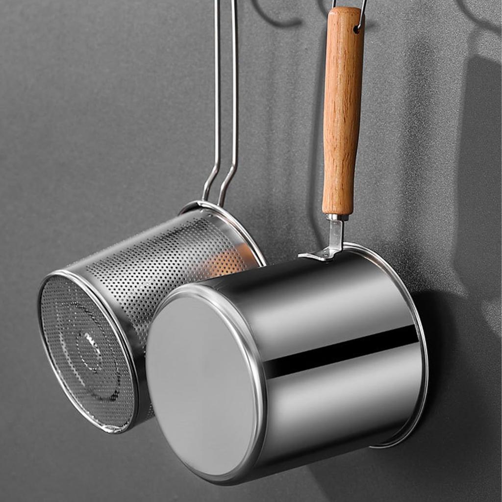 HARUMAKI Tempura Deep Pasta Stainless Steel with Deep Fryer for One Includes Draining Fryer for Home Gas Compatible Pot, Fryer, Pot, Lid, Person,