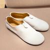 French Niche White Flat-bottomed Soft Deep-mouth Casual Loafers Women's Spring, Autumn and Winter Fashion Round Head Small Leather Shoes Single Shoes