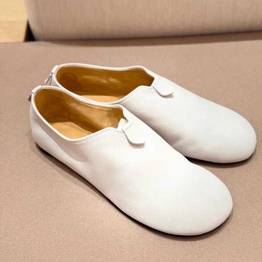 French Niche White Flat-bottomed Soft Deep-mouth Casual Loafers Women's Spring, Autumn and Winter Fashion Round Head Small Leather Shoes Single Shoes