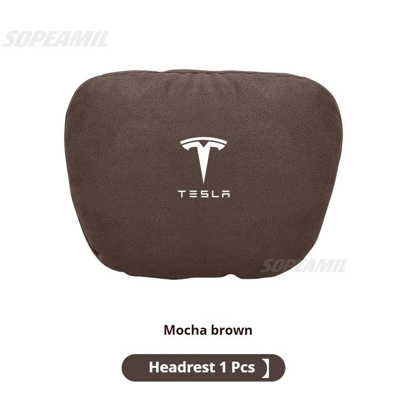 CSION1 Tesla Model 3 Model Y Model S Model X Suede Car Headrest Neck Support Seat Waist pad Lumbar cushion Soft Neck Pillow Accessories