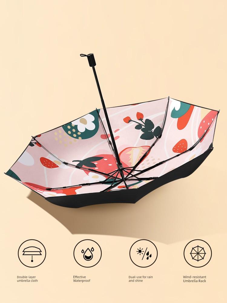 Double-Layer Umbrella Black Glue Super Sun Protection UV Protection Sun Umbrella Foldable Female Dual-Use Sun Umbrella UPF50 +