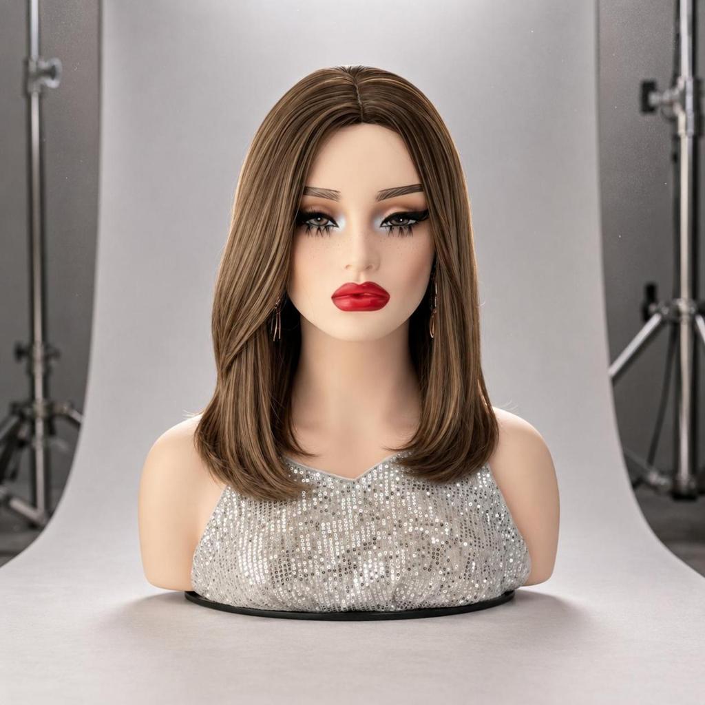 Mannequin Head with Shoulders SkinTone Finish Female Solid Construction Photography