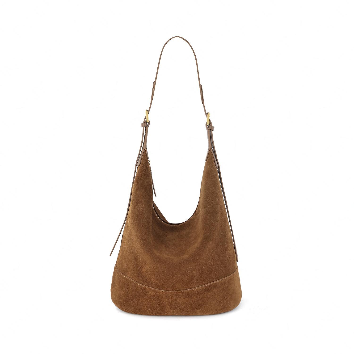 

Women s Suede Retro Slouchy Bucket Bag - Autumn/Winter Commute Crossbody & Shoulder Style 26x15x27 cm