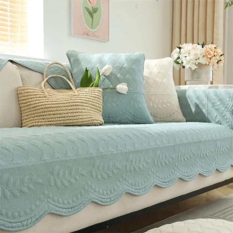 Universal Cotton Sofa Cover Towel  Nordic Solid Color Sofa Cushion for Living Room Non-Slip Sofa Cushion Armrest Backrest Cover