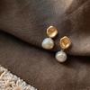 Natural Freshwater Pearl Stud Earrings with Ear Hooks for Women. Light Luxury, Retro, Simple, High-end, Matte, Gentle Ear Ornaments.