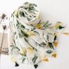 Lemon Pattern Women Viscose Scarf 88*180cm Cotton Linen Feeling Soft Shawl Tassel Hijab Wrap Pashmina Soft Summer Beach