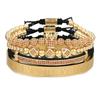 European and American Men's Micro-inlaid Zircon Diamond Ball Crown Stacked Diamond Bracelet Set Stainless Steel Roman Bracelet Four-piece Set