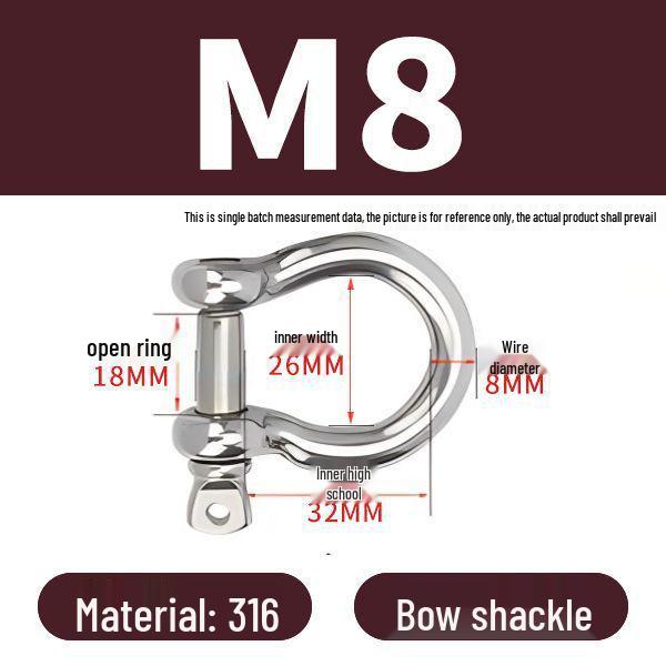 פלדת אל-חלד 304 שאקל D מוארך מחבר מסוג U אבזם שרשרת קשת