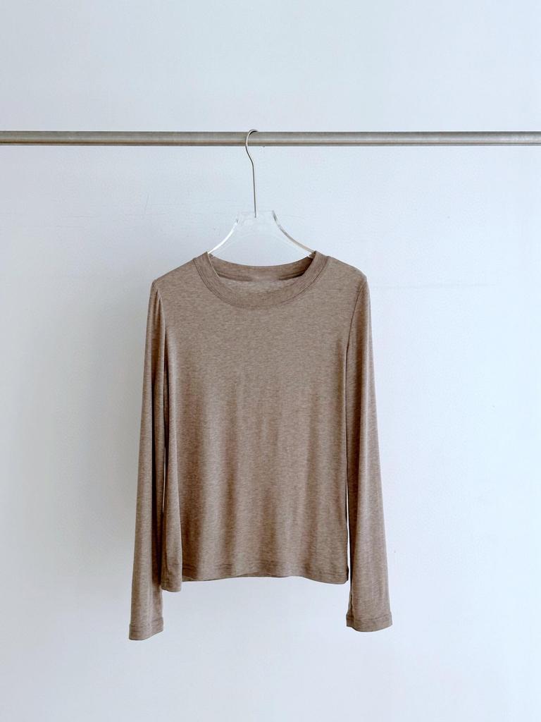 High-Quality Women's Lyocell Tencel Wool Long-Sleeve Base Layer Top, Wearable as Outerwear, with Round Neck.