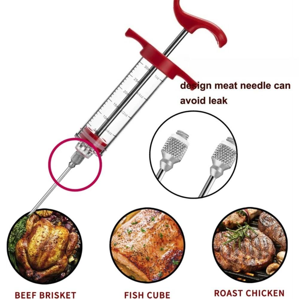 Easy Use Portable Turkey Meat Injector Syringe Kit, Professional Marinade Inject Tool for Smoked BBQ Grill Barbecue Roasting