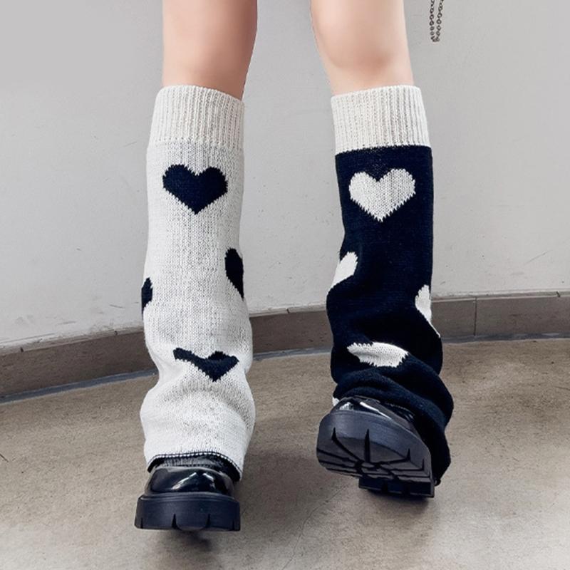 Girls Lolitas Leg Warmers Y2K Star Knitted Flared Leg Sleeves Goth Baggy Cuffs Ankle Heap Socks JK Uniform Foot Cover