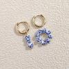 1 Pairs Chinese Style Imitation Blue And White Heart Ceramic Pendant Earrings Stainless Steel Ear Buckle Accessories
