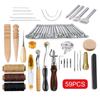 59 Pcs/Set Leather Craft Hand Tools Kit for Hand Sewing Stitching Stamping Saddle Making  Groover