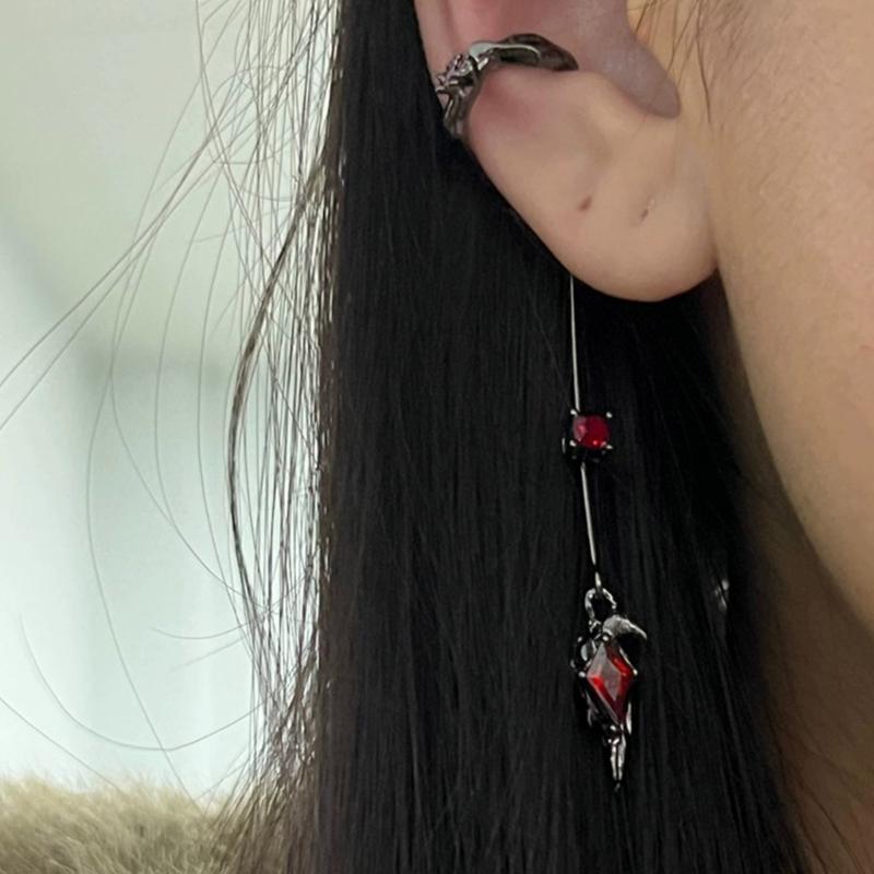 Dark Ear Cuff Animal Jewelry Clip On Goth Style Unisex Ear Accessory For Adults Handmade Eardrop Earhook Pendant