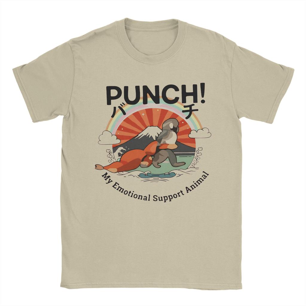 Punch the Monkey My Emotional Support Animal TShirts Unisex Pure Cotton Tee Shirt Round Neck Short Sleeve T Shirt Unique Tops