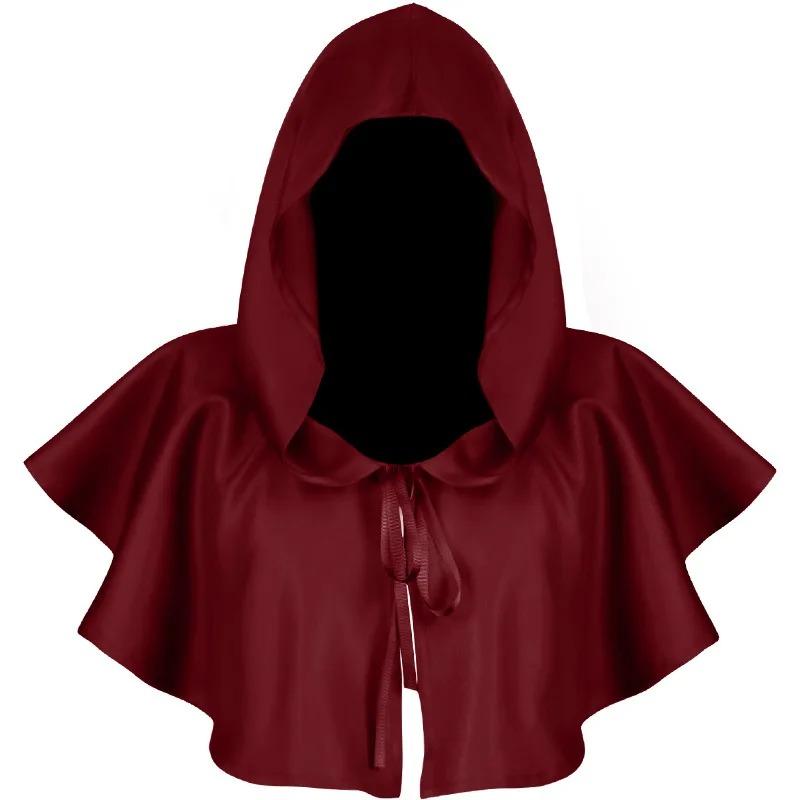 Witch Wizard Fancy Punk Cloak Gothic Cosplay Halloween Costume Adult Hooded Vampire Devil Capes Unisex Props Party Dress Up