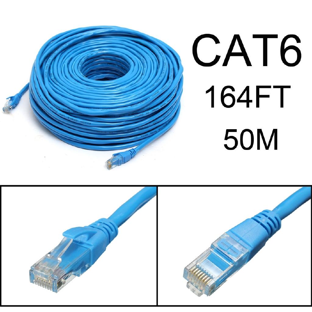 50M/164Feet RJ45 CAT6 CAT6E Ethernet Internet LAN Wire Network Cable Cord for Laptop Router Network Cable Blue