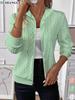 Fashion Women Zip Hoodie Jacket Long Sleeve Knit Sweatshirt Autumn Winter Casual Pullover Solid Color Loose Elegant Basic Shirt