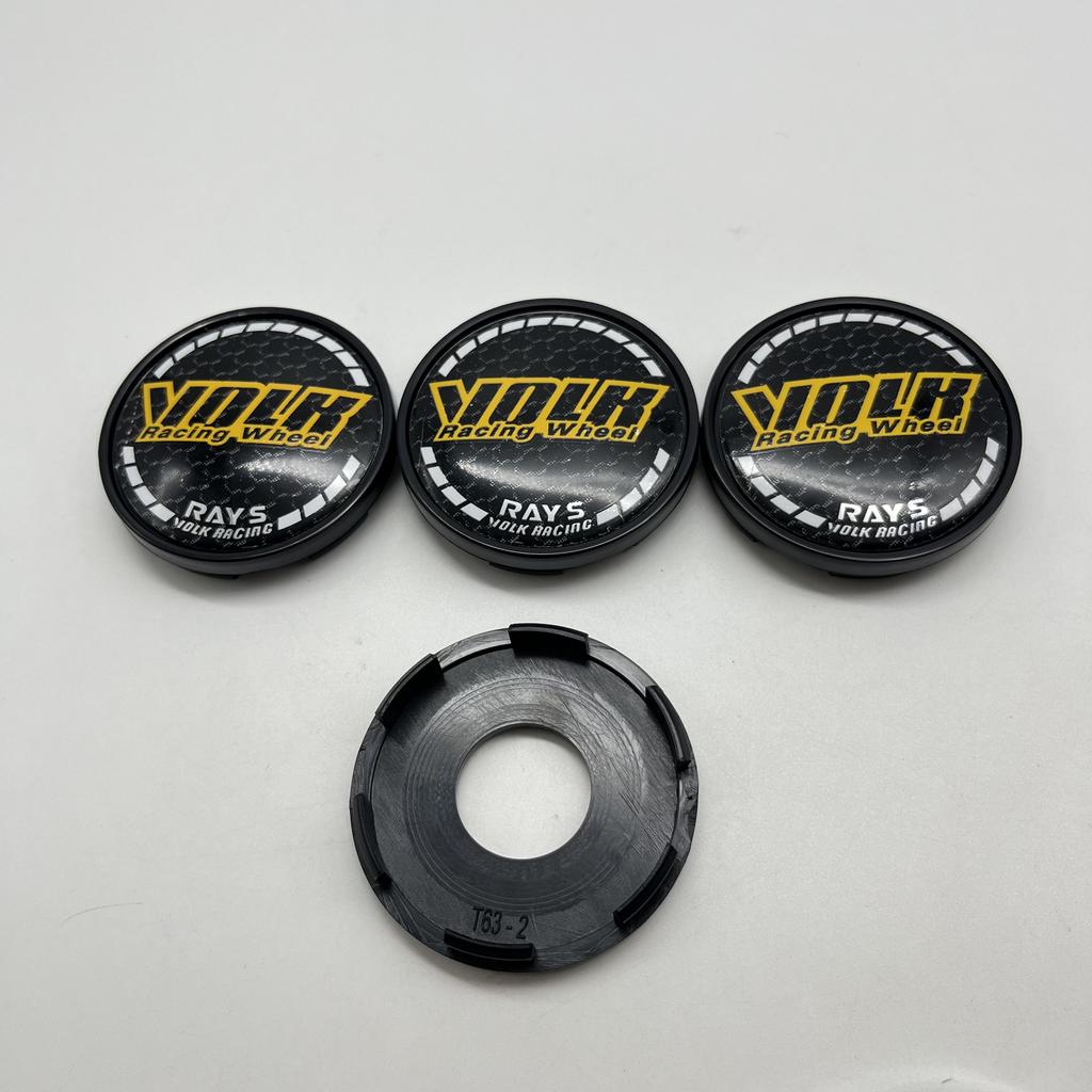4 Stück T63-2 63mm Für VOLK RAYS Emblem Plakette Auto Radnabenkappen Radnabenmitte Staubschutz Felgenkappen Auto Styling Zubehör