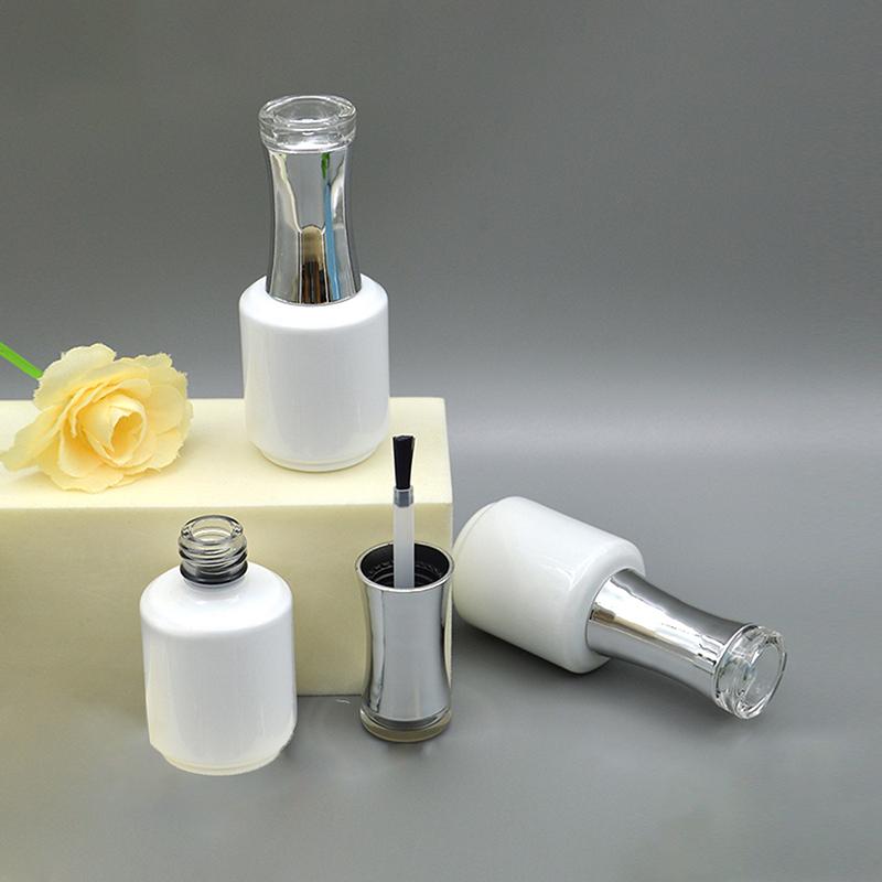 1 buc Sticlă lac de unghii 15 ml Alb Rotund Sticlă lac de unghii Capacitate mare Sticlă goală din sticlă divizată