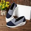 Durable Women's Casual Slip-On Sneakers Striped Low-Top with Beaded Ankle Strap, Fabric Uppe Sole for All-Season Outdoor Wear, Comfortable Footwear