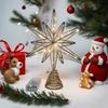 1Pcs Christmas Home Party Decoration Christmas Tree Toppers Star With Led String Lights Ornaments For Festival Party New Year