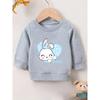 Cute Rabbit Print Sweatshirt for Baby Girls, Lightweight And Round-Necked, Designed for Ages 0-3