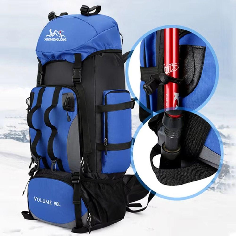 90L Large Capacity Oxford Cloth Backpack Water Repellent Double-Shoulder Bag Mountaineering Hiking