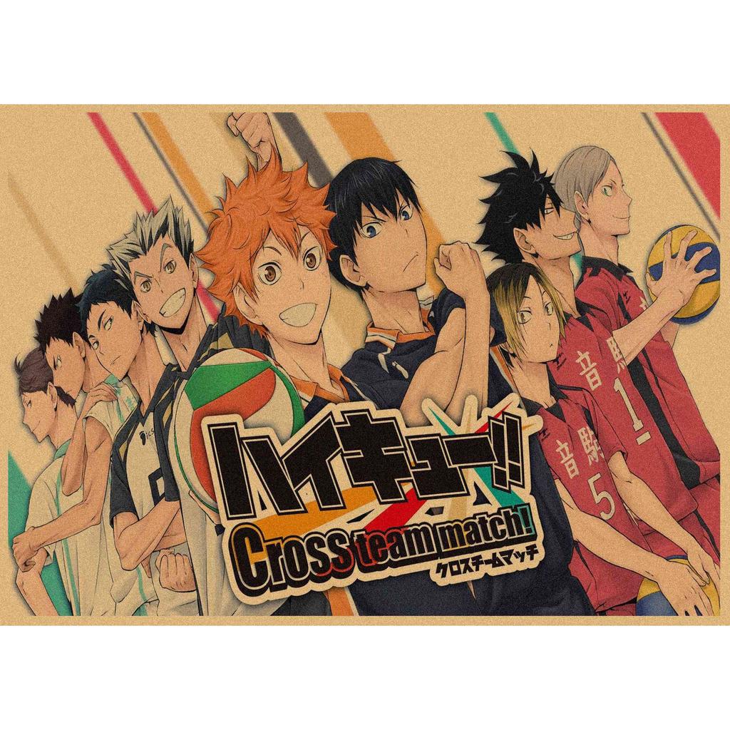 Haikyuu!! Retro Kraft Poster: Hinata Shoyo & Kageyama Tobio Decorative Wall Art