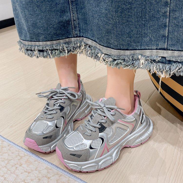 

Весенние женские туфли серебристые на толстой подошве универсальные повседневные туфли женские легкие и дышащие кроссовки Zapatos Mujer 35