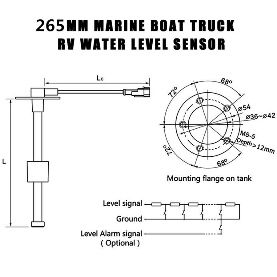 265mm Bootskraftstoffgeber Marine LKW Auto Wohnmobil Wasserstandsanzeige Sensor 240-33 Ohm